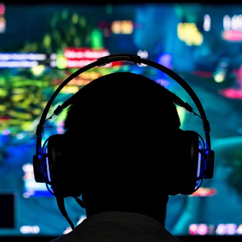 Gamer in headphones